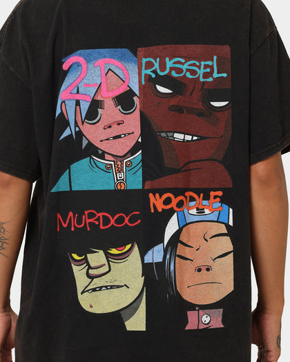 Gorillaz Writing Logo Vintage T-Shirt Washed Black