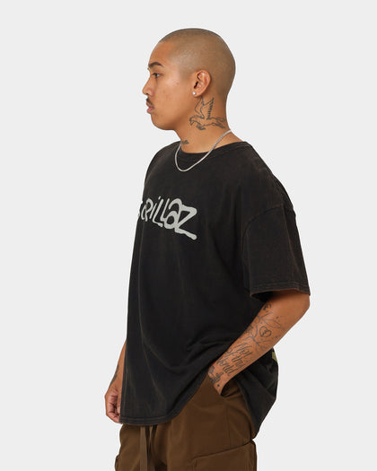 Gorillaz Writing Logo Vintage T-Shirt Washed Black