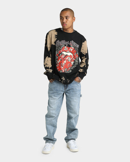 The Rolling Stones Tattoo Tongue Crewneck Tie Dye/Black