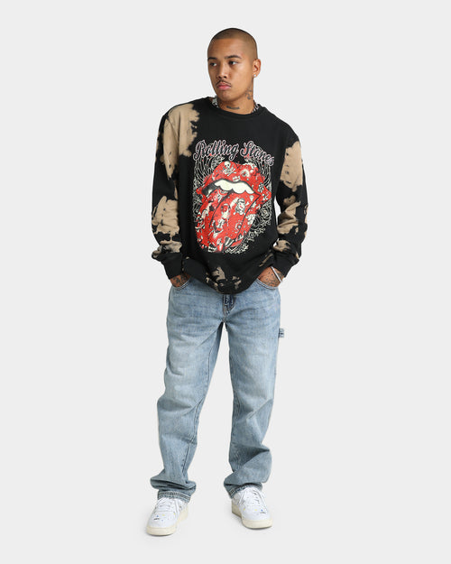 The Rolling Stones Tattoo Tongue Crewneck Tie Dye/Black