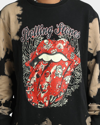 The Rolling Stones Tattoo Tongue Crewneck Tie Dye/Black