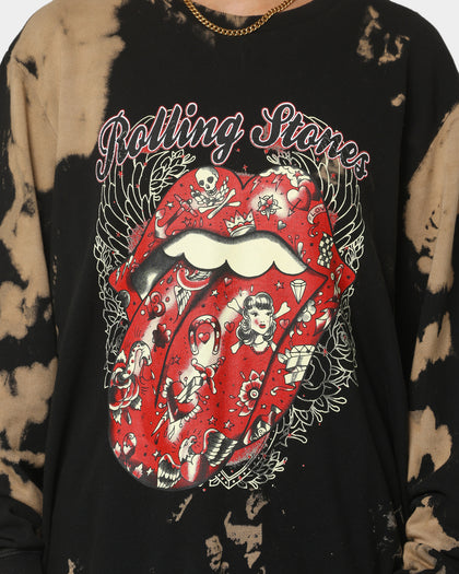The Rolling Stones Tattoo Tongue Crewneck Tie Dye/Black