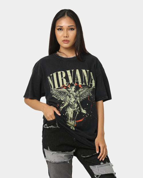 Nirvana In Utero Distressed Circle T-Shirt Black Wash