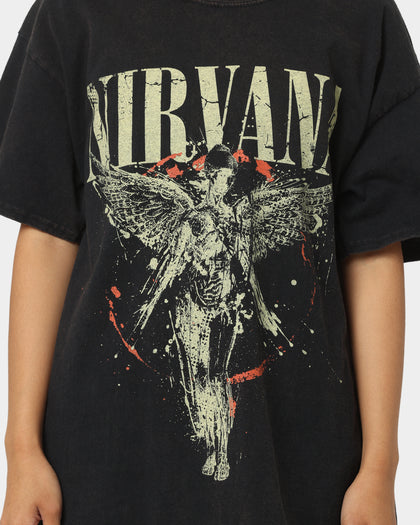 Nirvana In Utero Distressed Circle T-Shirt Black Wash