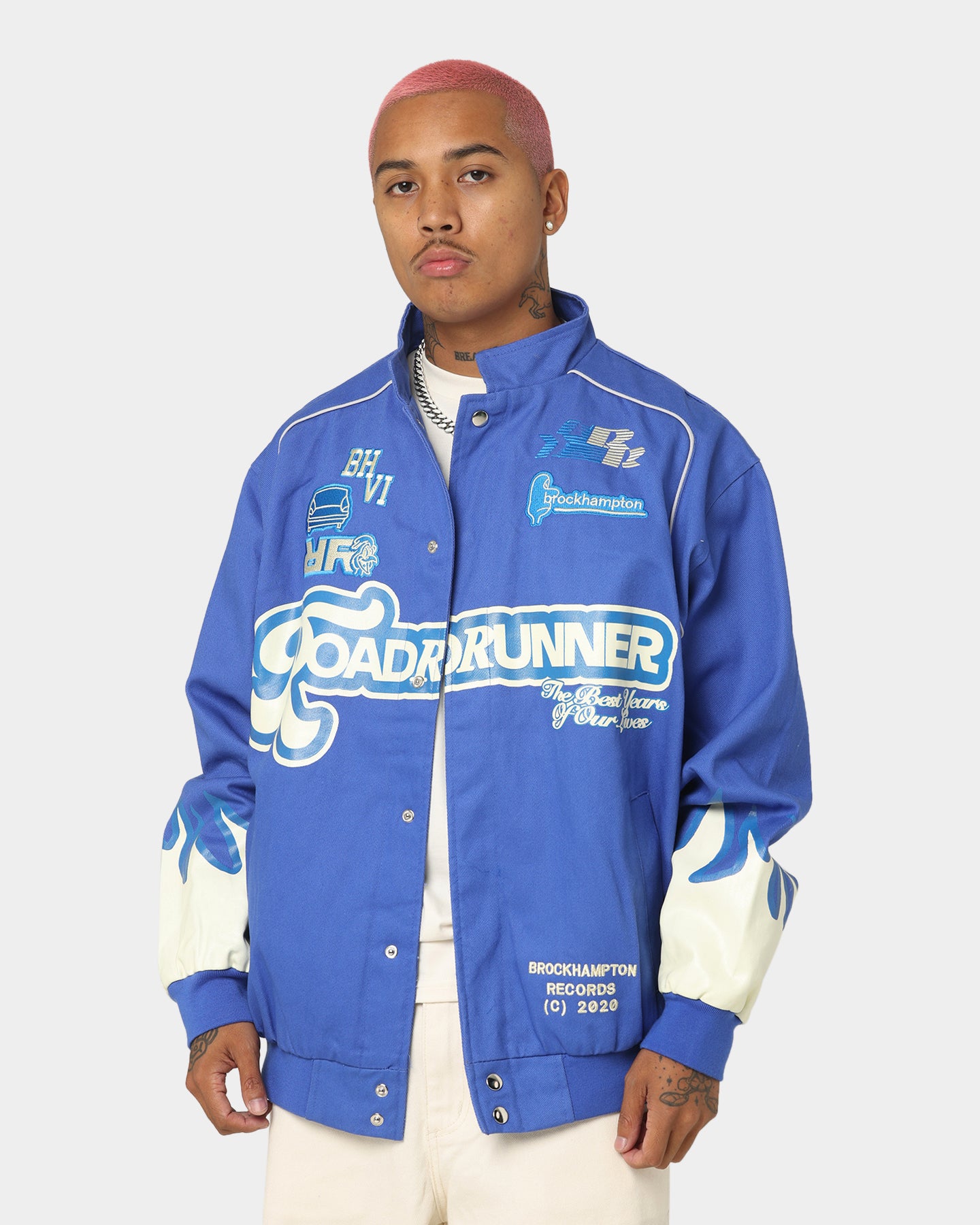 brockhampton レーシングジャケット Brockhampton Flame Racing Jacket Royal Blue | Culture Kings US