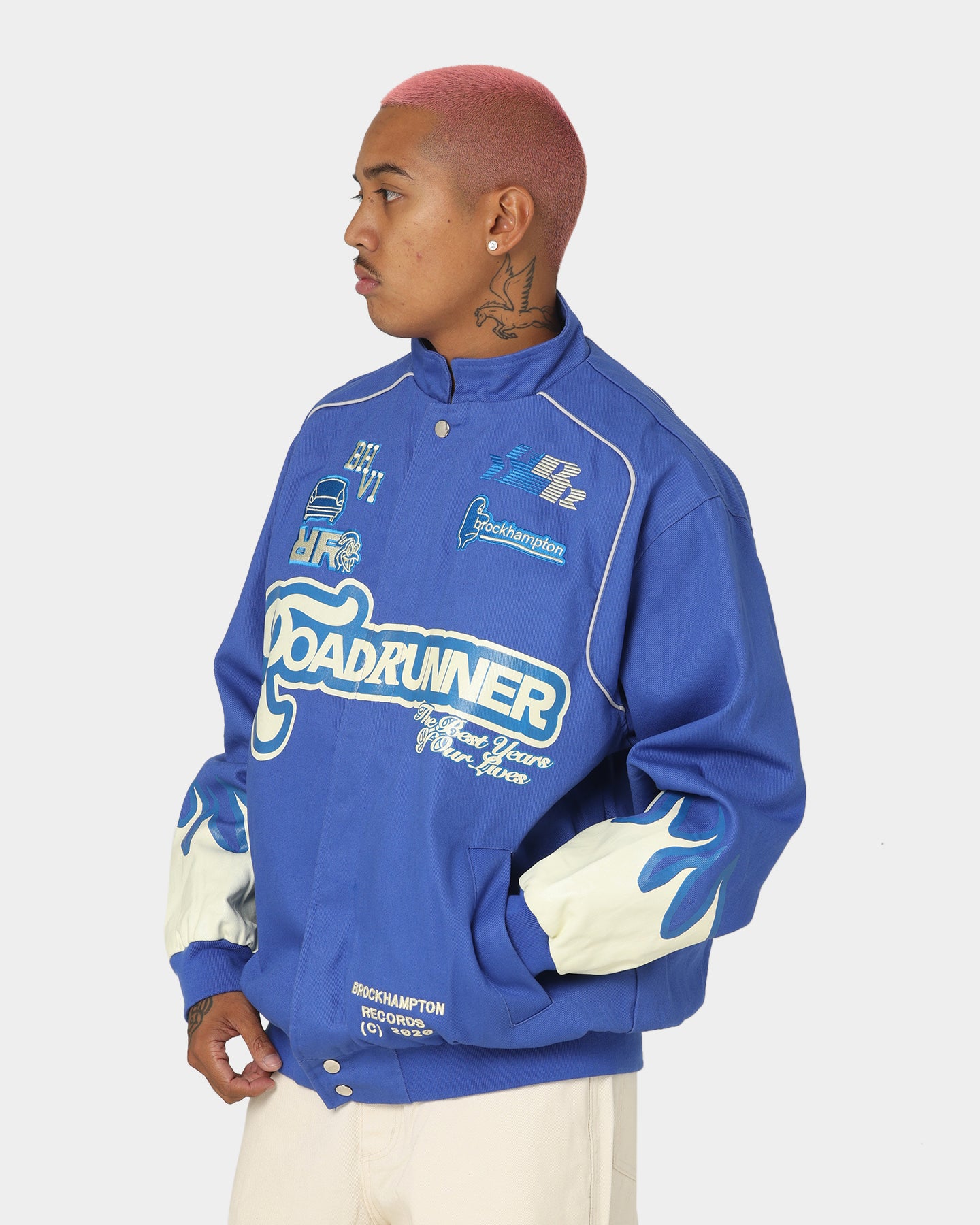 Brockhampton Flame Racing Jacket Royal Blue | Culture Kings US