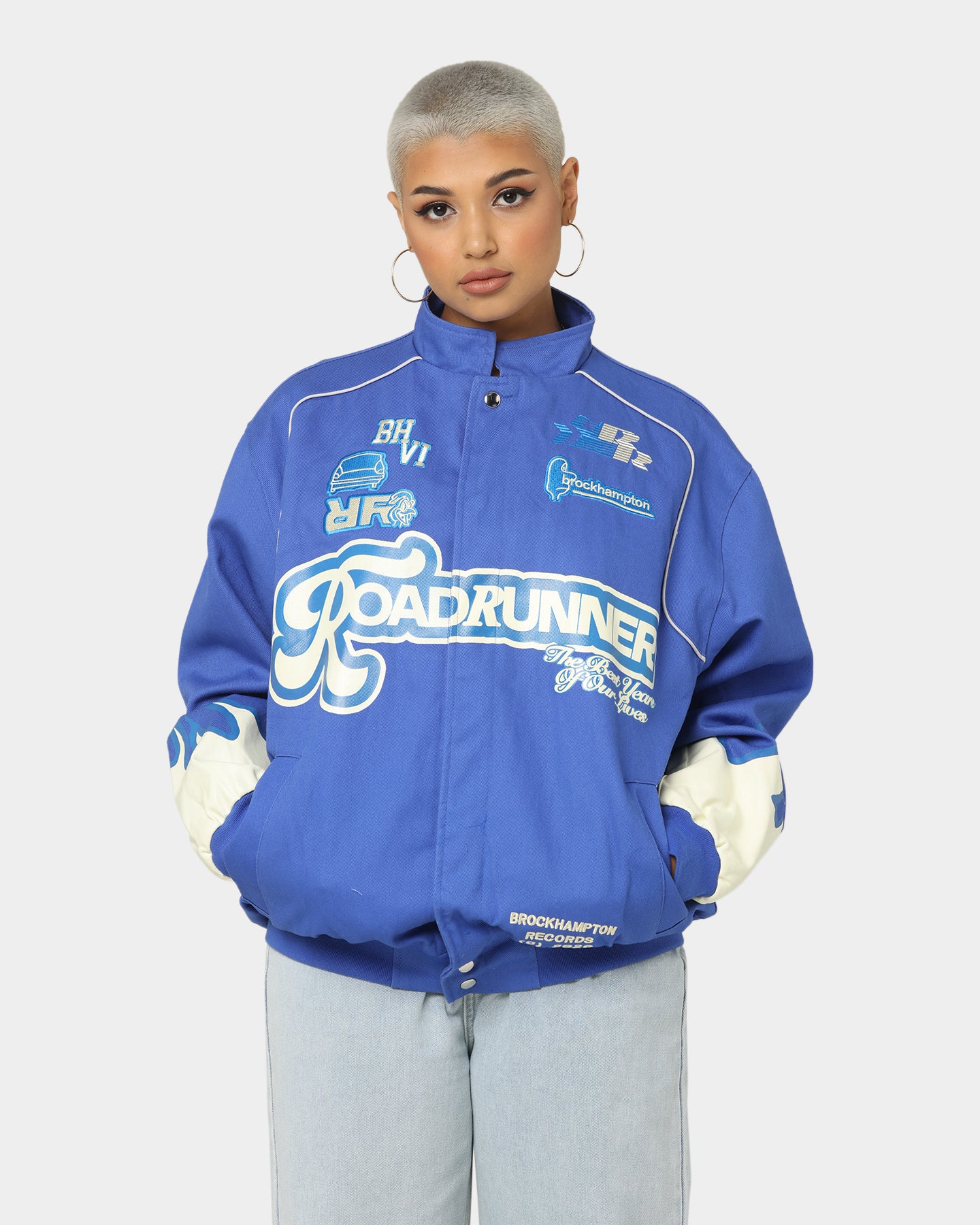 brockhampton レーシングジャケット Brockhampton Flame Racing Jacket Royal Blue | Culture Kings US
