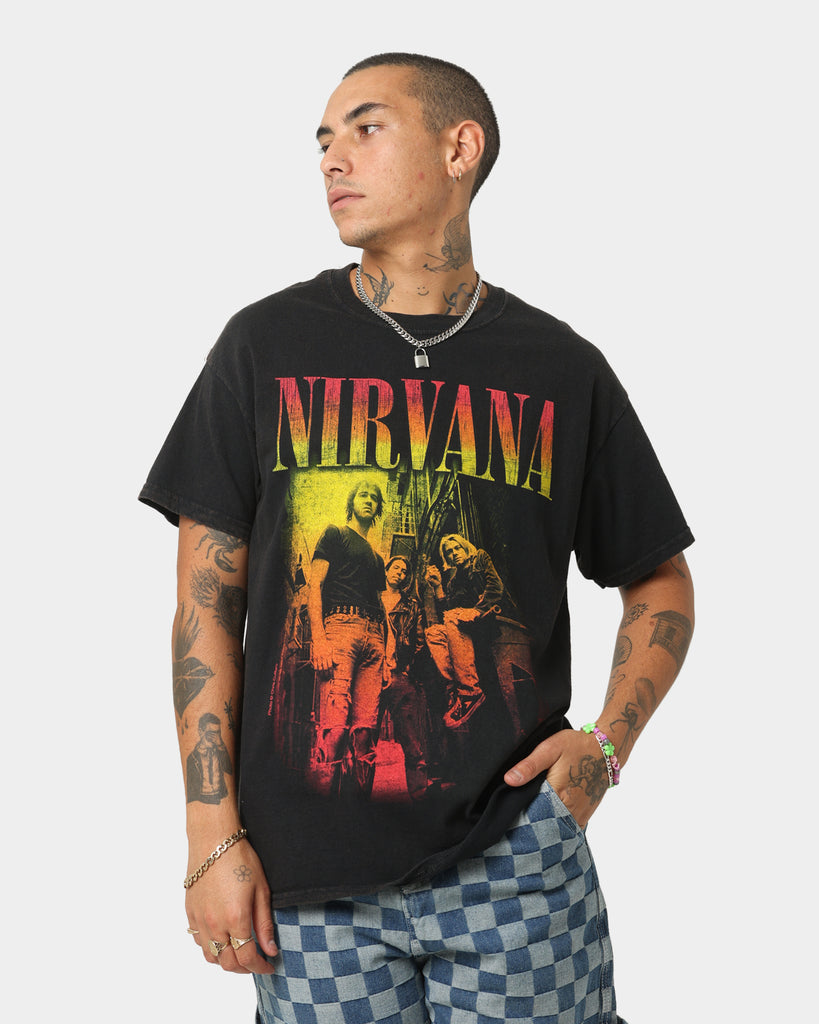 Nirvana Red Yellow Photo T-Shirt Black Wash | Culture Kings US