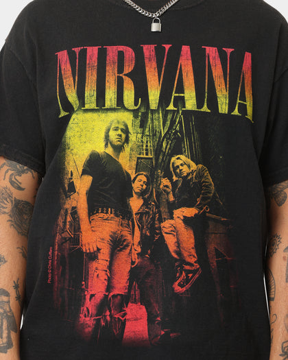 Nirvana Red Yellow Photo T-Shirt Black Wash