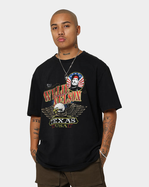 Willie Nelson Texas Eagles Vintage T-Shirt Washed Black
