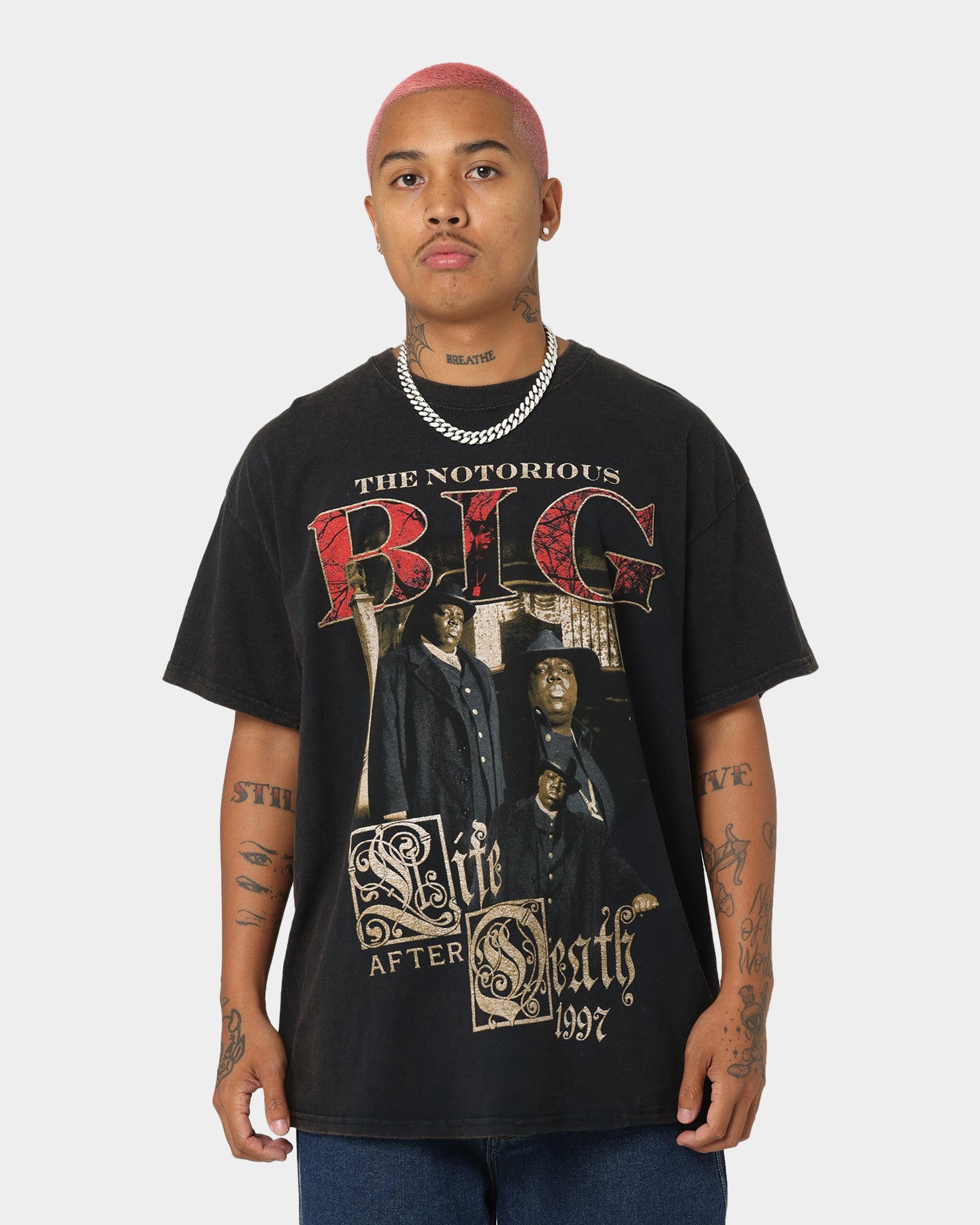 Notorious B.I.G Biggie Cover Shots Vintage T-Shirt Black | Culture