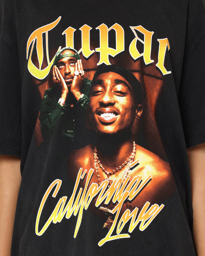 Tupac California Love Spray T-Shirt Washed Black