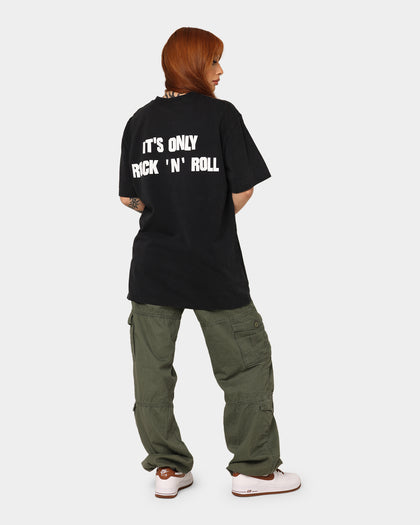 The Rolling Stones Watercolour Tongue Vintage T-Shirt Washed Black