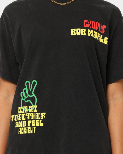 Bob Marley One Love One Heart Vintage T-Shirt Washed Black