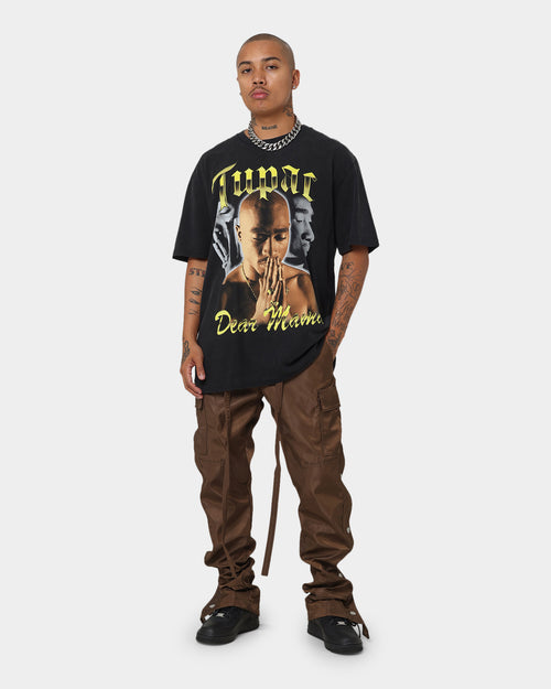 Tupac Dear Mama Gold Collage Vintage T-Shirt Washed Black