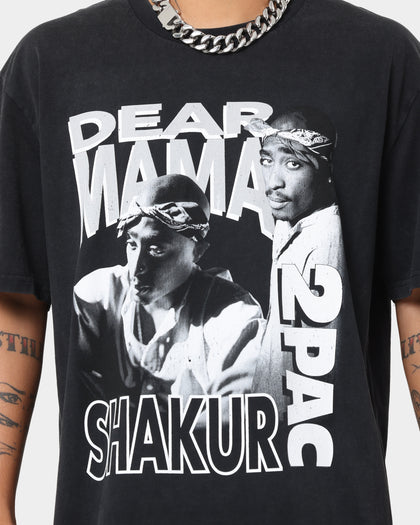 Tupac Dear Mama Monotone Vintage T-Shirt Washed Black