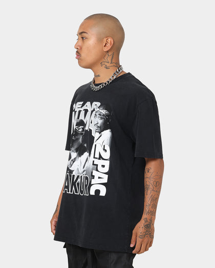 Tupac Dear Mama Monotone Vintage T-Shirt Washed Black