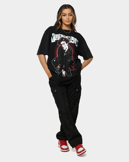 YUNGBLUD Sitting Life On Mars Tour Vintage T-Shirt Washed Black