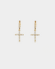 Raising Hell Iced Cross Huggie Earrings Iced Gold