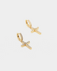 Raising Hell Iced Cross Huggie Earrings Iced Gold