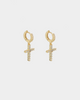Raising Hell Iced Cross Huggie Earrings Iced Gold