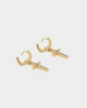 Raising Hell Iced Cross Huggie Earrings Iced Gold