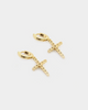 Raising Hell Iced Cross Huggie Earrings Iced Gold