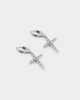 Raising Hell Iced Cross Huggie Earrings Iced White Gold