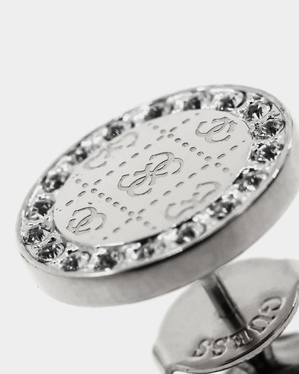 Guess Mainline Women's Coin and Crystal Stud Earrings Silver