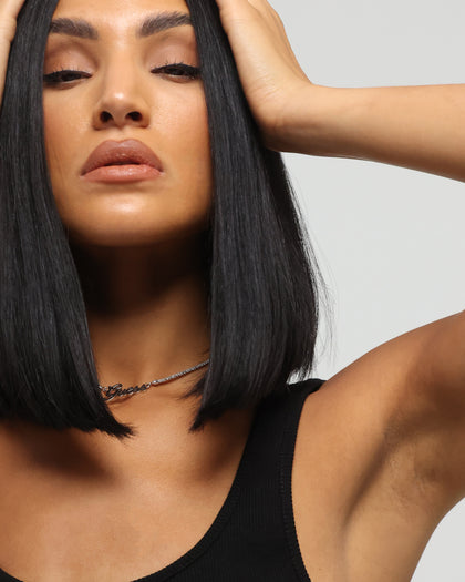 Guess Mainline Women's Lettering 16-18" Choker Necklace Silver