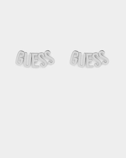 Guess Mainline Women's Guess Script Stud Earrings Silver