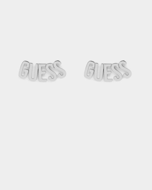 Guess Mainline Women's Guess Script Stud Earrings Silver