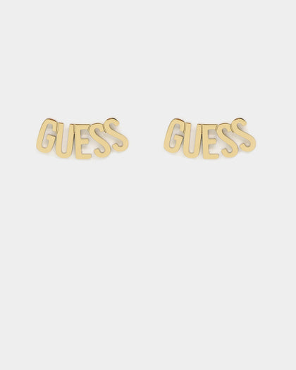 Guess Mainline Women's Guess Script Stud Earrings Gold