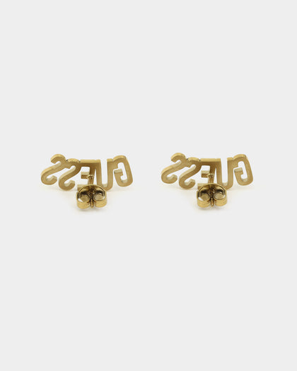 Guess Mainline Women's Guess Script Stud Earrings Gold