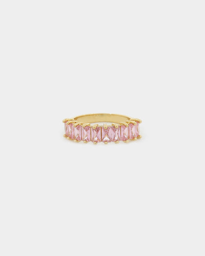 Raising Hell Women's Baquette Ring Iced Pink