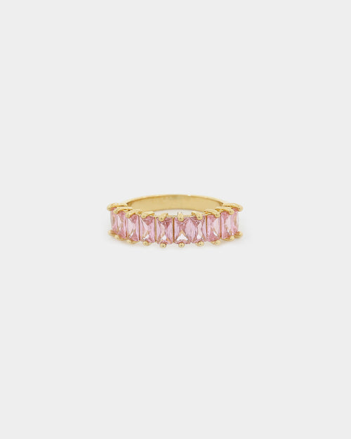 Raising Hell Women's Baquette Ring Iced Pink
