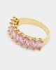 Raising Hell Women's Baquette Ring Iced Pink