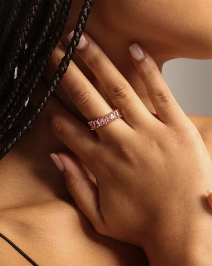 Raising Hell Women's Baquette Ring Iced Pink