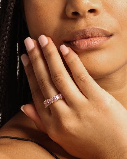 Raising Hell Women's Baquette Ring Iced Pink