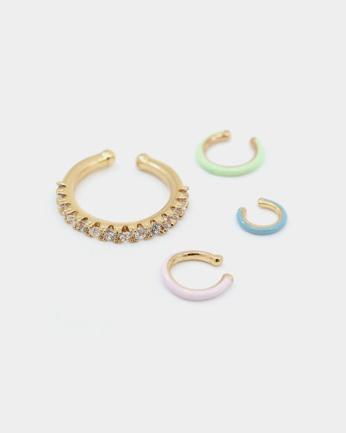 Raising Hell Women's Ear Cuff Stack Iced Gold