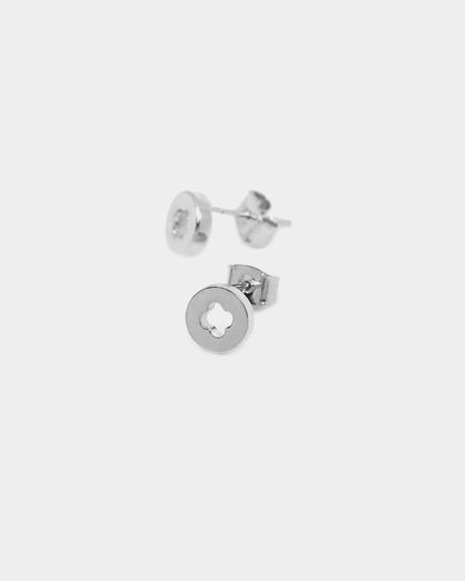 Raising Hell Women's Flower Studs White Gold