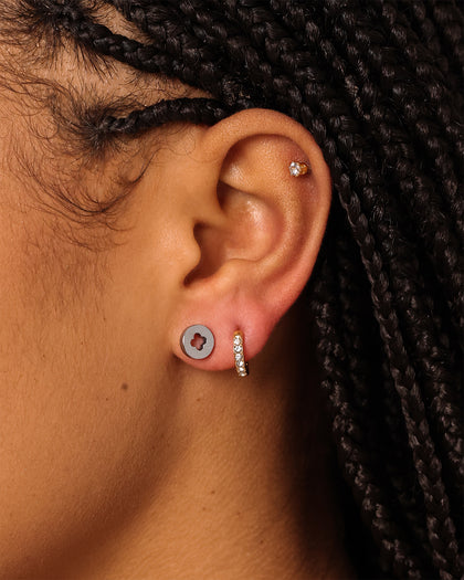 Raising Hell Women's Flower Studs White Gold