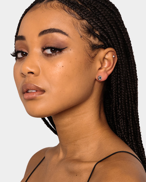 Raising Hell Women's Flower Studs White Gold