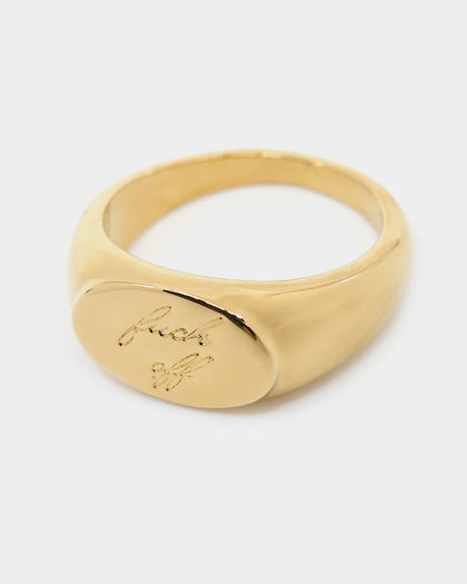 Raising Hell Women's Fuck Off Signet Ring Gold