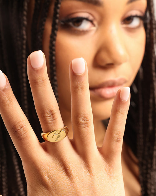 Raising Hell Women's Fuck Off Signet Ring Gold
