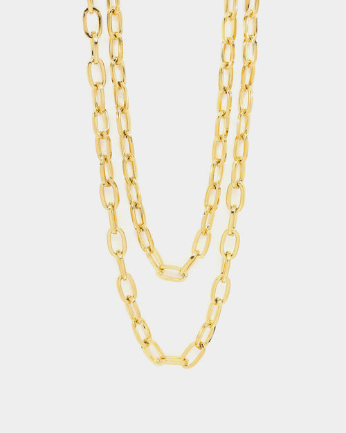 Rasing Hell Women's Gold Chain Layered Necklace Gold