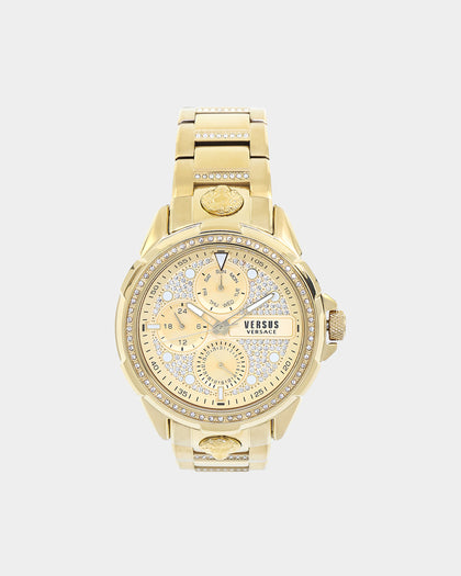 Versus Versace 6eme Arrondissement Crystal Set Watch Gold/Gold