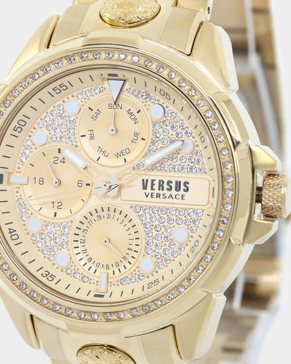 Versus Versace 6eme Arrondissement Crystal Set Watch Gold/Gold