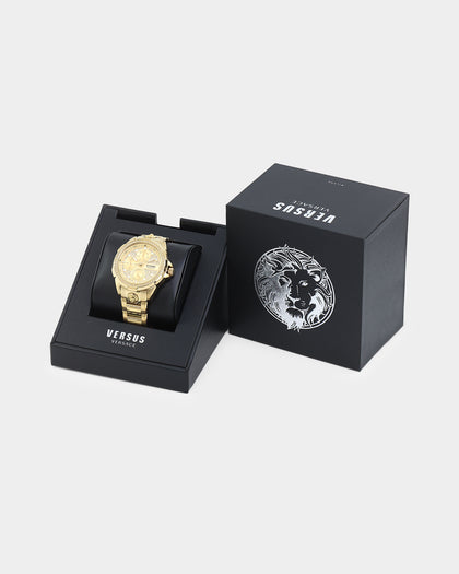 Versus Versace 6eme Arrondissement Crystal Set Watch Gold/Gold