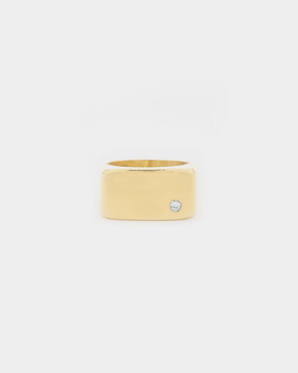 Saint Morta Iced Signet Ring Gold
